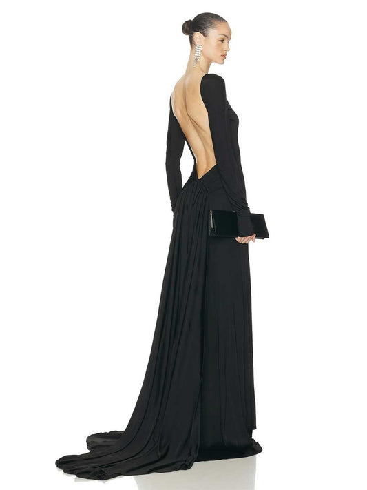 Leona Open Back Long Sleeve Maxi Dress