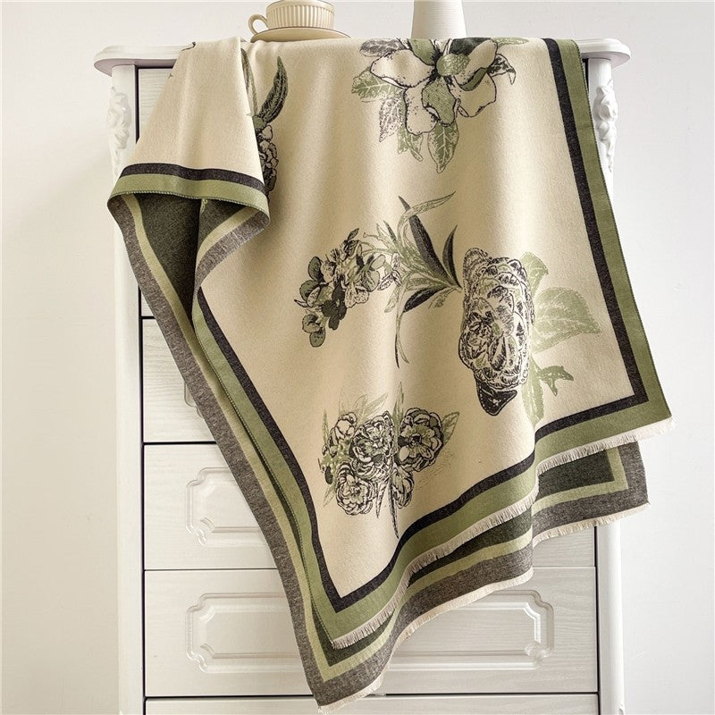 Jacquard Fringed Cashmere-Like Scarf