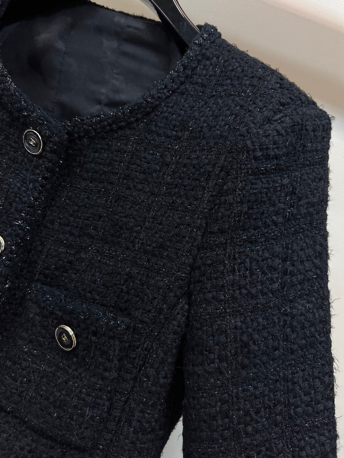 CC 25 Round-Neck Black Tweed Jacket 304703