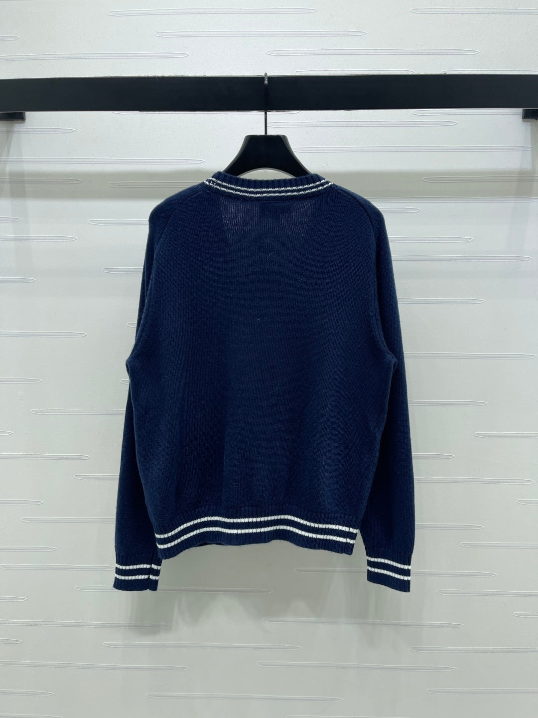 CHANEL 26 PREPPY CABLE KNIT DARK BLUE CARDIGAN 335374