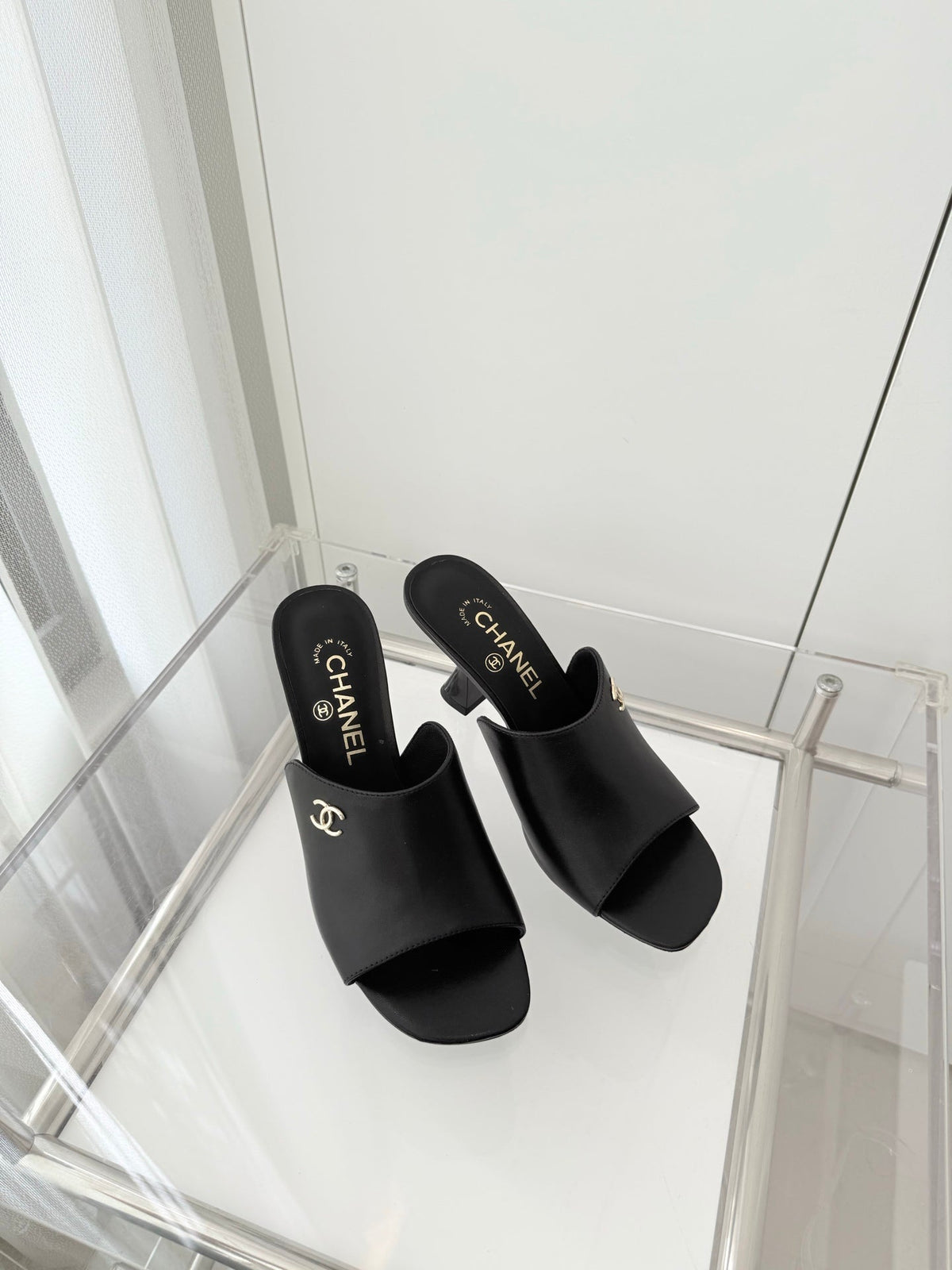 Chanel 26 Sandal 90 Black in Lambskin 597366