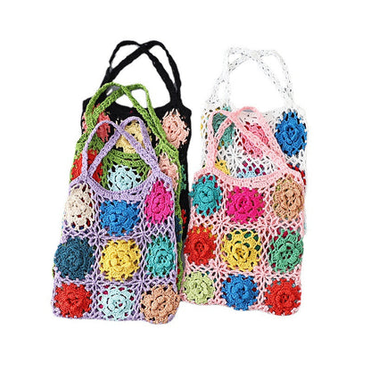 Crochet Granny Square Bag Grandma Grid Handmade Crochet Bag