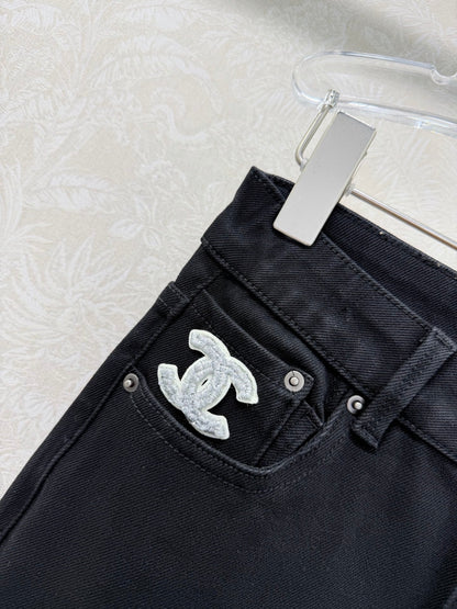 CC 26s Frayed Straight Leg Jeans Black Cotton 352015
