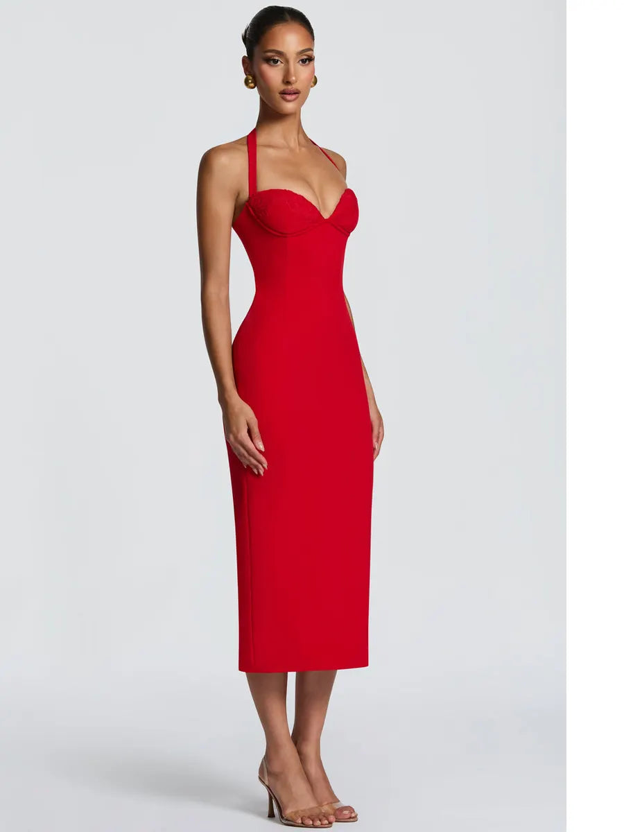Zoe Midi Dress In Red