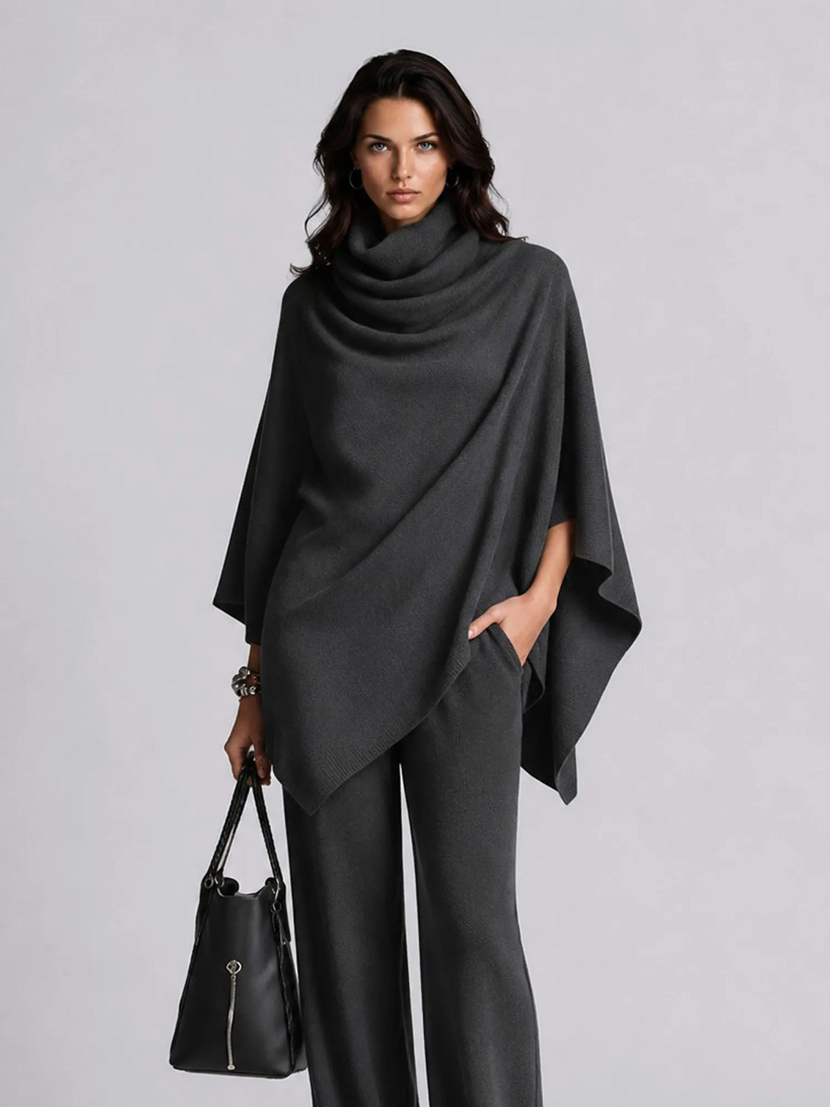 Samantha Cape-style Top and Wide-leg Trousers Set