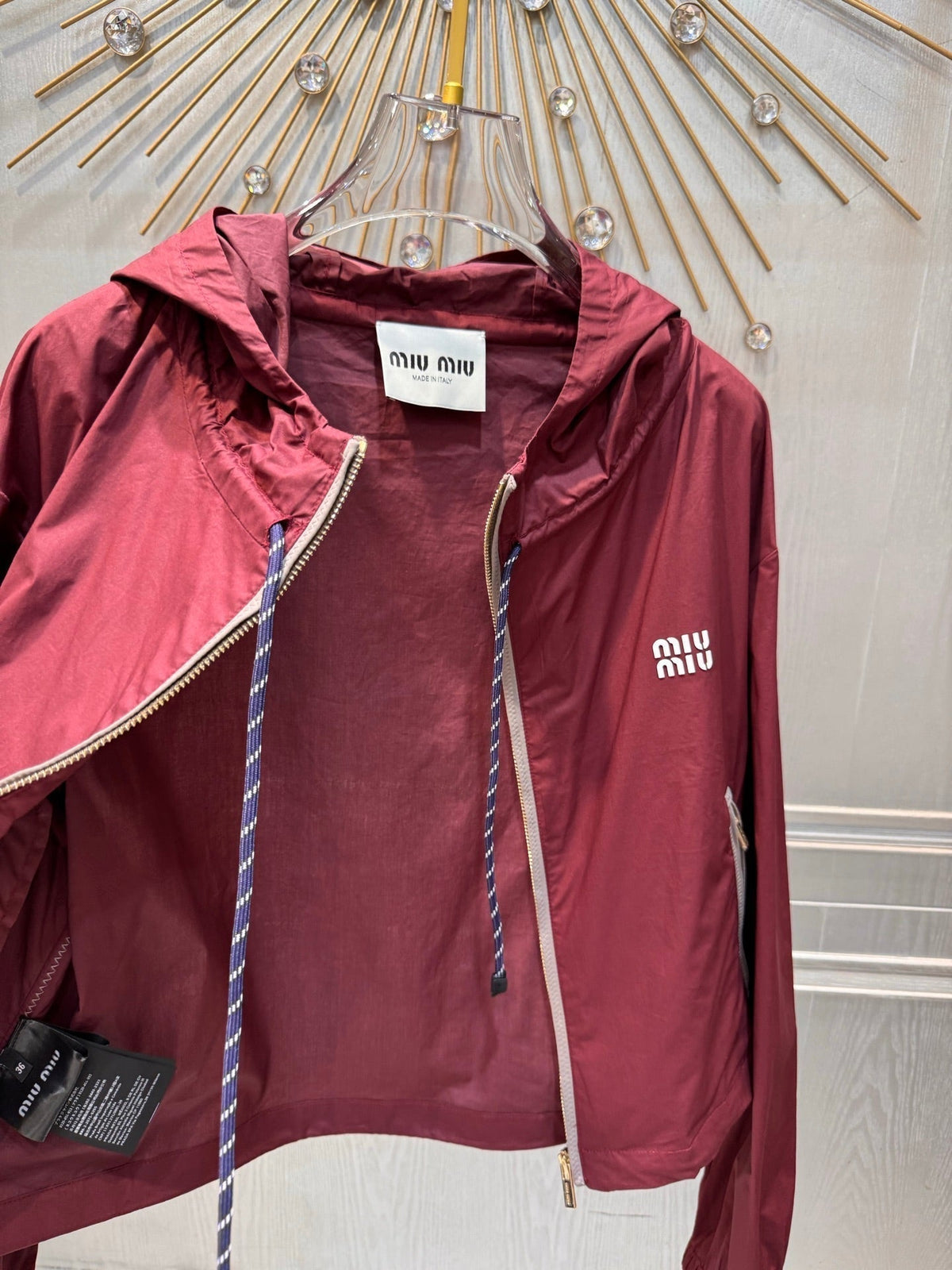 Miumiu 2026 Hooded Jacket Burgundy Polyester
