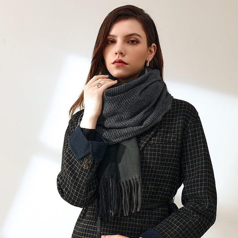 Warm Imitated Cashmere Tassled Shawl Scarf