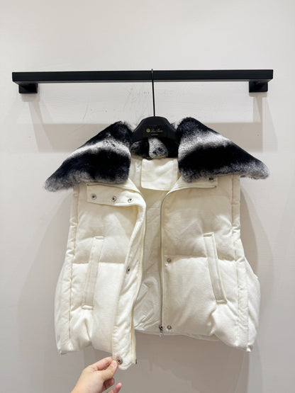 LP 25 Vest White Black Fur Cashmere Wool 310254