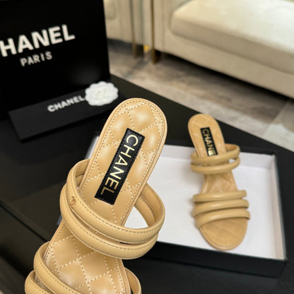 CC 26C Double C Strap Sandals Beige Sheepskin