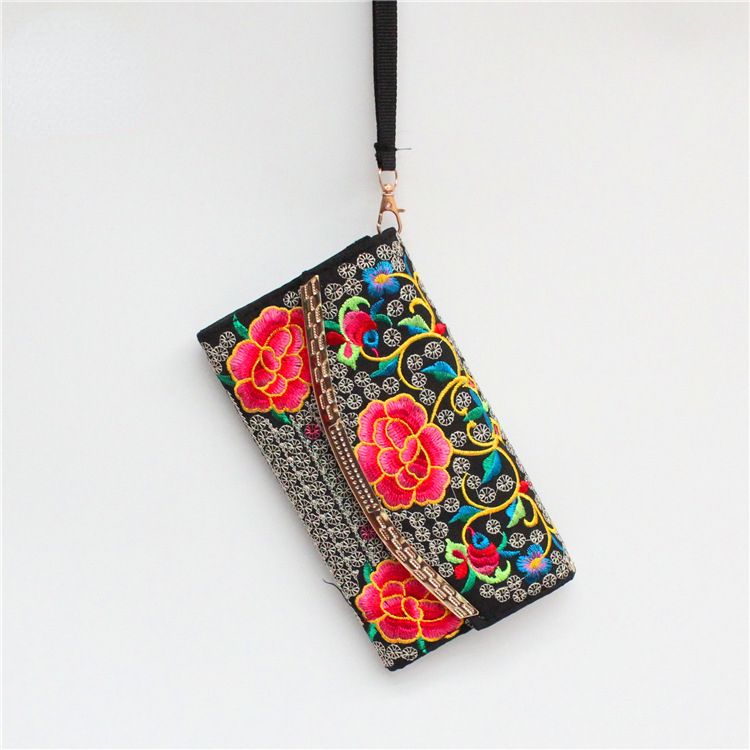Ethnic Embroidery Bag Ladies Embroidery Coin Purse Hand Shoulder Dual-Purpose Leisure Bag