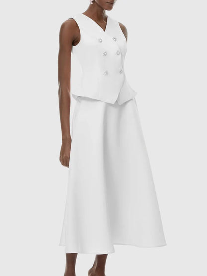 Eden Crystal Embellished Vest & Midi Skirt Set
