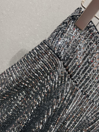 YSL 2025 Sequined Skirt Silver Polyester 212667