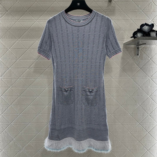 CHANEL KNIT CASHMERE SHORT SLEEVE DRESS STYLE 278