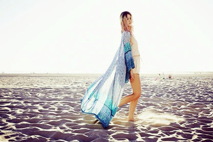 Chiffon Floral Loose Plus Size Beach Long Cover-Up