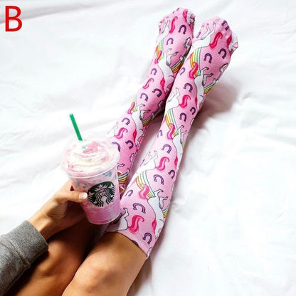 Novelty 3D Print High Knee Beach Mermaid Stockings