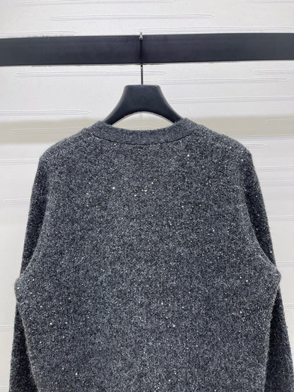 CC 26s Sequined V-Neck Cardigan Sweater Grey 344109