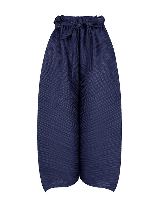 Loose Wide Leg  Pleated Casual Pants Bottoms