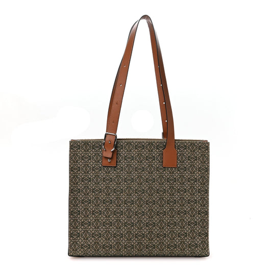 Jacquard Anagram Calfskin Buckle Tote Green