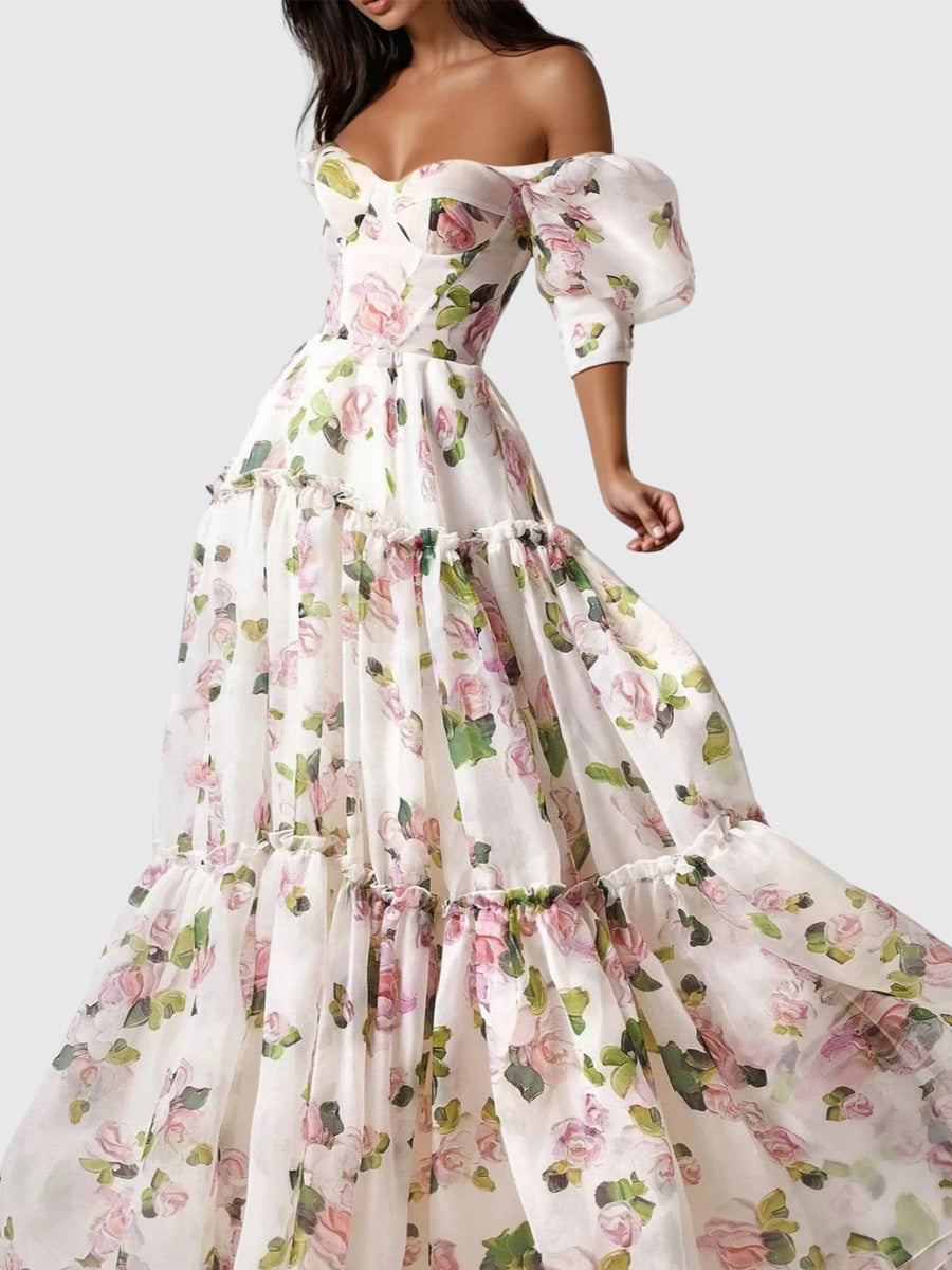 Catarina Off Shoulder Floral Print Maxi Dress