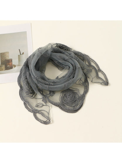 Scarvii - 31.5'' Elegant Rose Embroidered Square Scarf