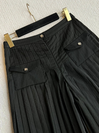 CHANEL PLEATED WIDE-LEG TROUSERS STYLE 30