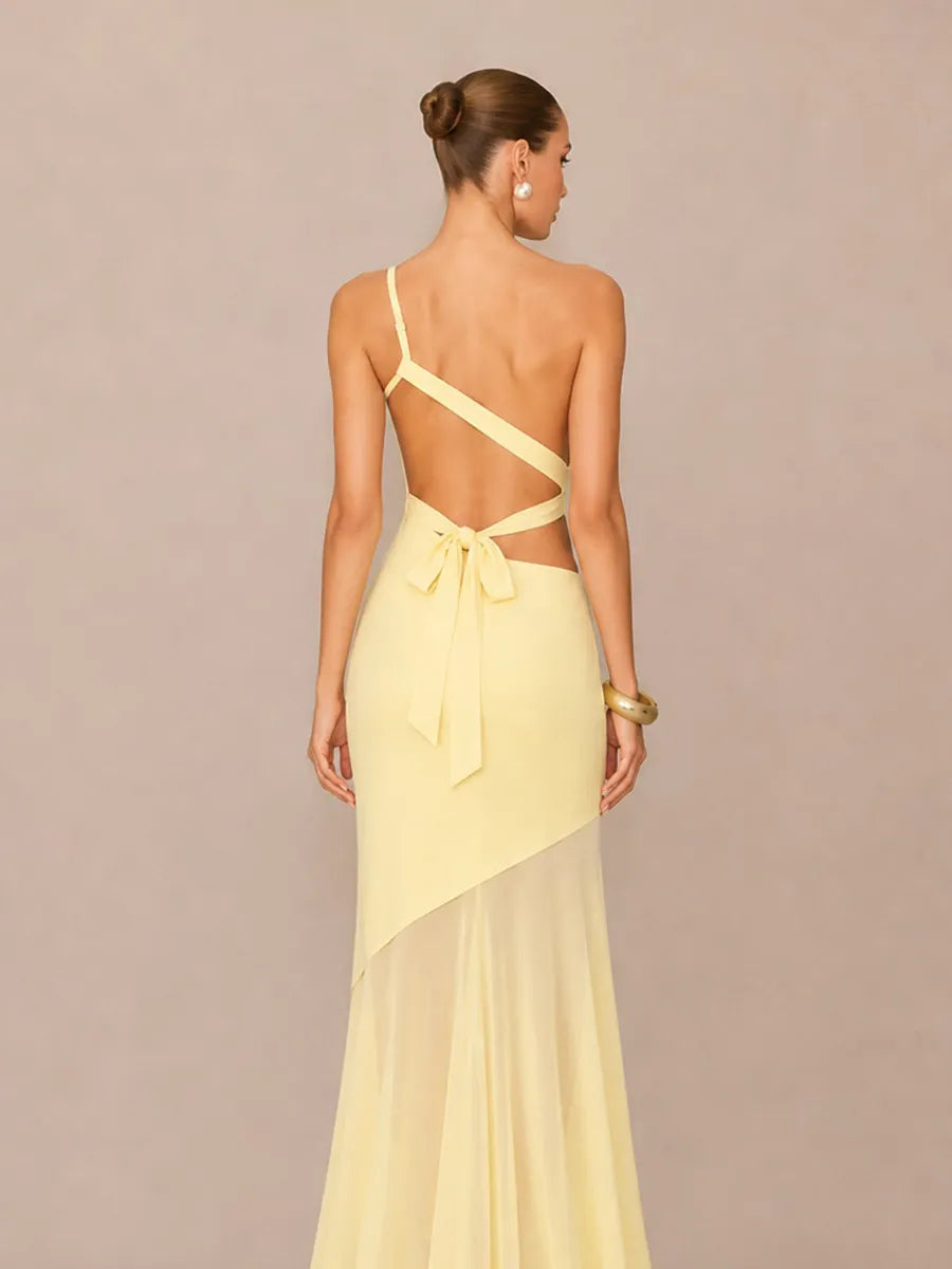Liliana One-Shoulder Sleeveless Open-Back Maxi Dress