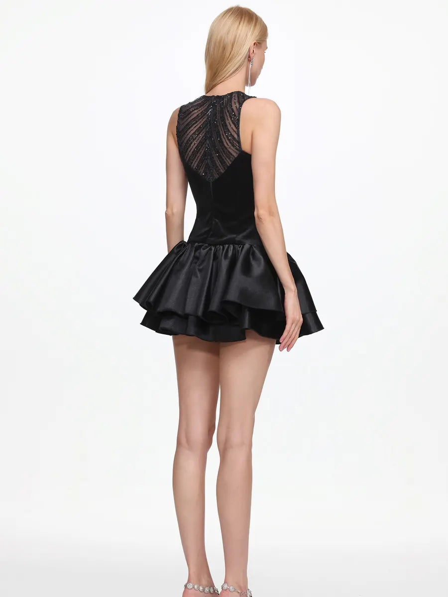 Josephine Chic Contour Deep V Sleeveless Sequin Mini Dress