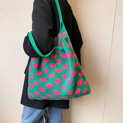 Crochet Tote Bag Love Bag Large Capacity Tote Bag