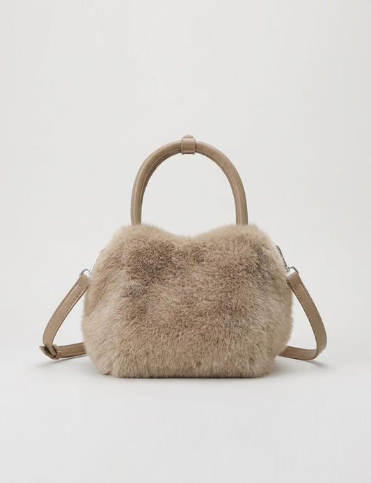Minimalist Solid Color Fluffy Fuzzy Handbag