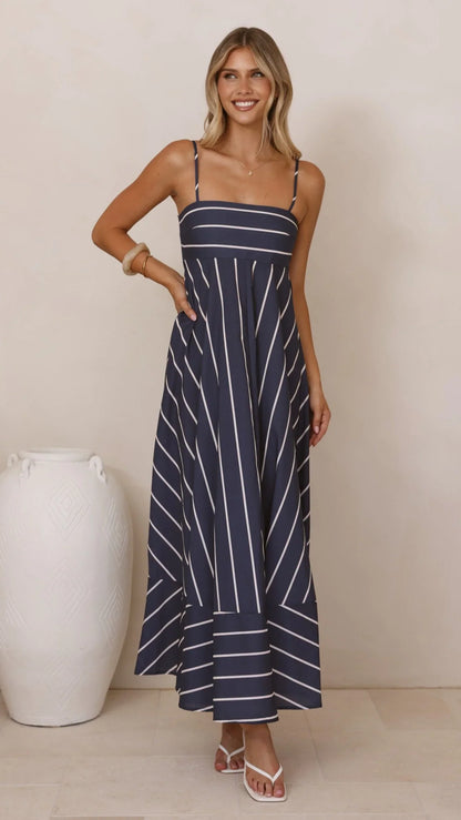 Kaethe Maxi Dress - Navy/White Stripe