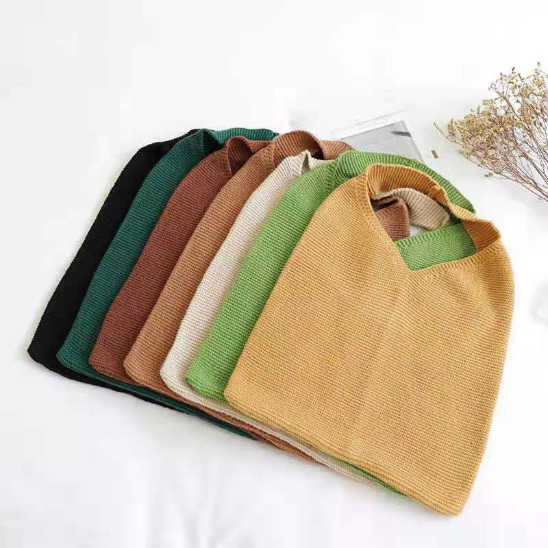 Crochet Tote Bag Portable Shopping Bag