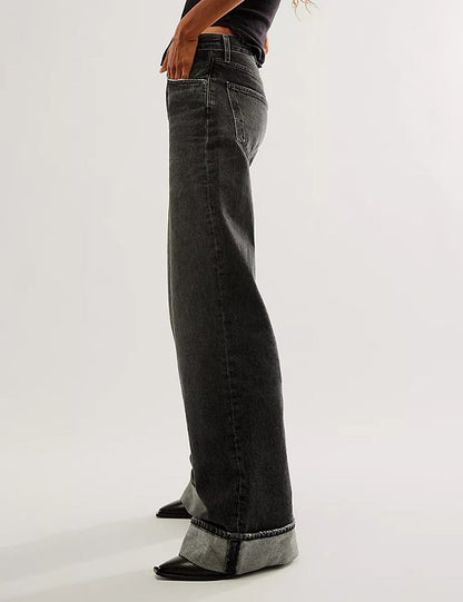 Casual Washed High Waisted Straight Leg Jeans