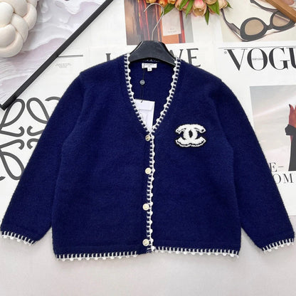 CC 26 V-neck Knit Cardigan Navy Blue Wool Cashmere 785160