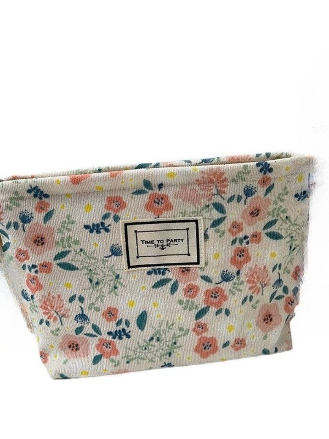 Cosbai - Floral Print Pouch Storage Bag With Zipper
