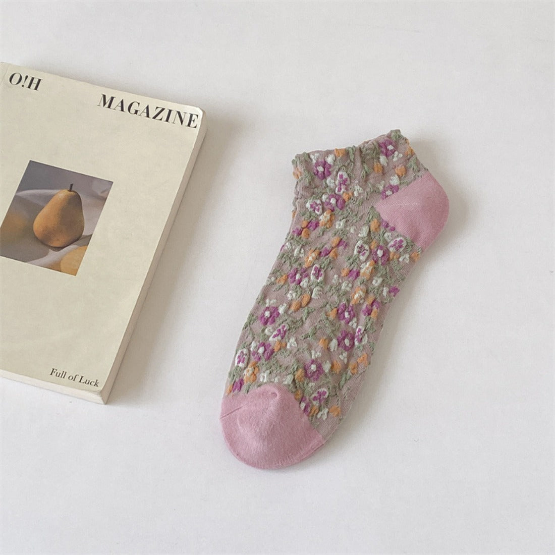 Rufia - 3D Vintage Floral Ankle Socks