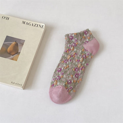 Rufia - 3D Vintage Floral Ankle Socks