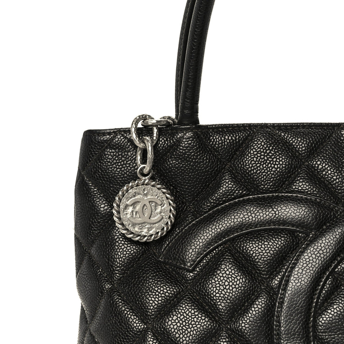 Caviar Quilted Medallion Tote Black