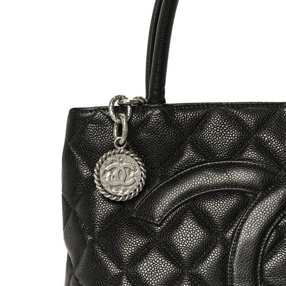 Caviar Quilted Medallion Tote Black