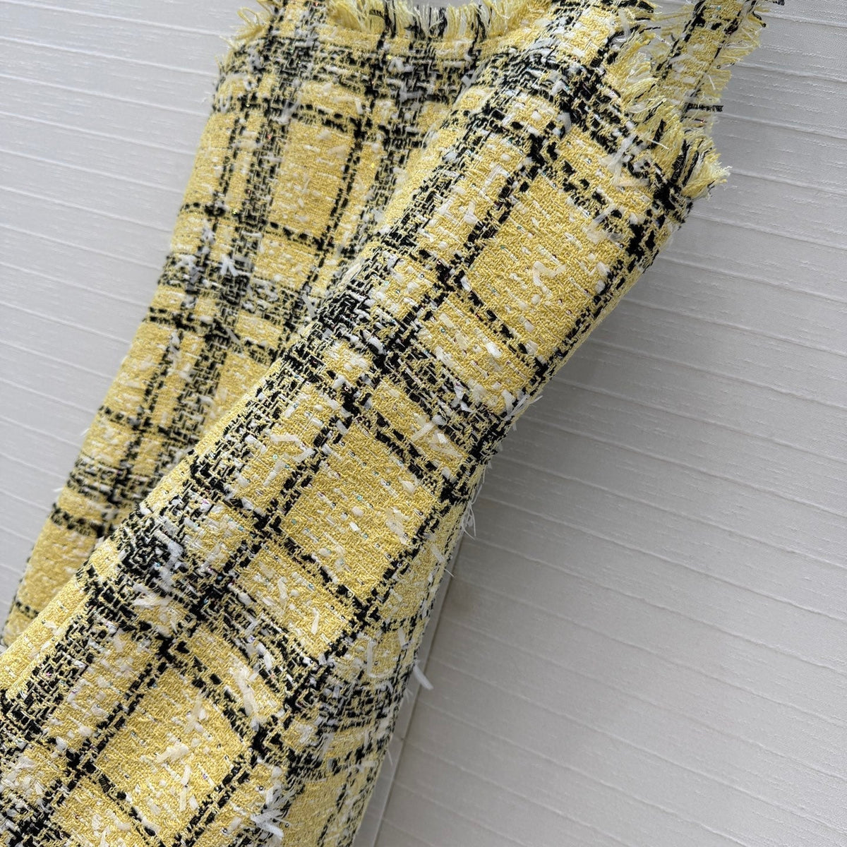 Balmain 26s Slip Dress Yellow Black Tweed 346071