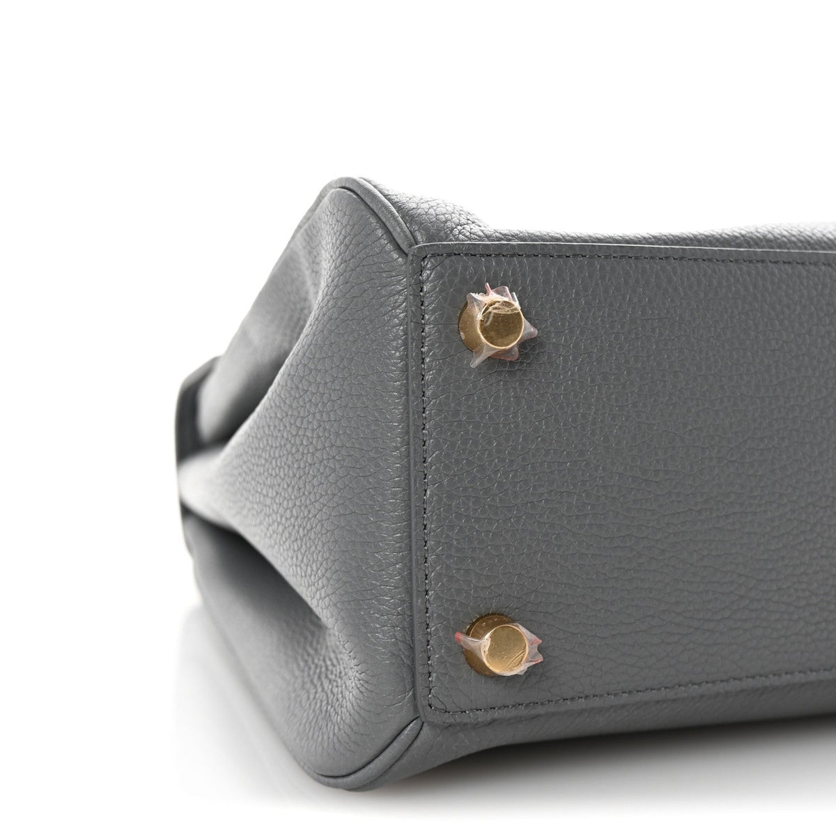 Grained Calfskin Medium 16 Top Handle Bag Grey
