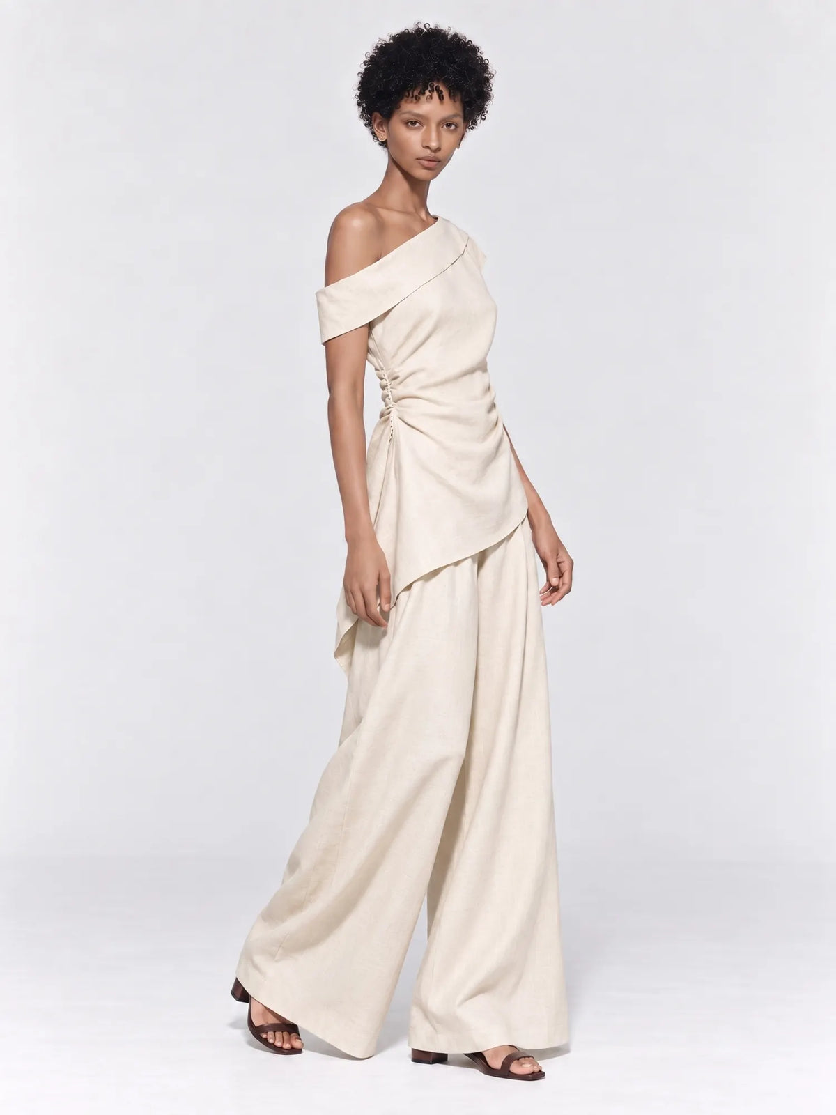 Rosalyn One Shoulder Top and Wide-Leg Trousers Set