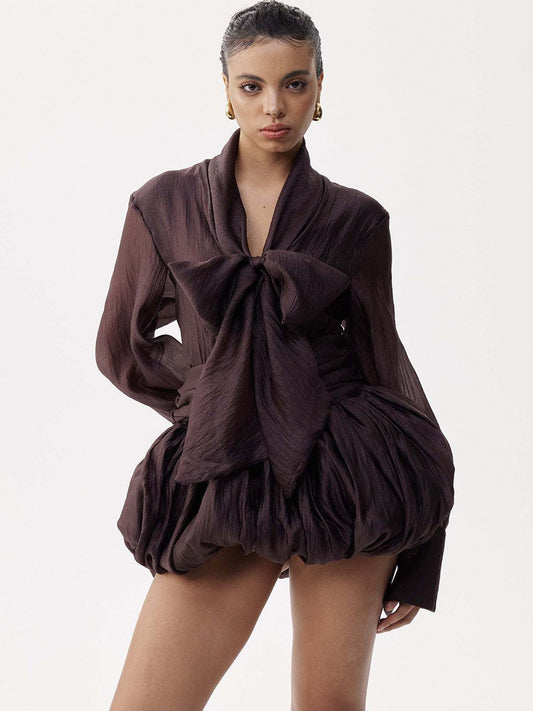 Kinsley Tie Up Bubble Mini Dress