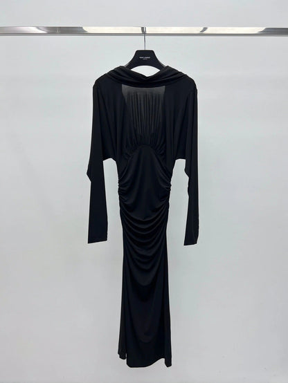 YSL 25S RUFFLED LONG-SLEEVE DRESS STYLE 131