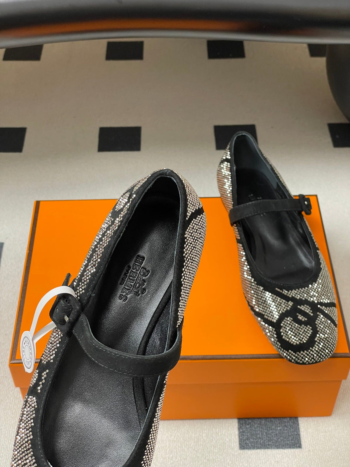 Hermes 26 Light Ballet Flat Metallic Gray in Suede 594342
