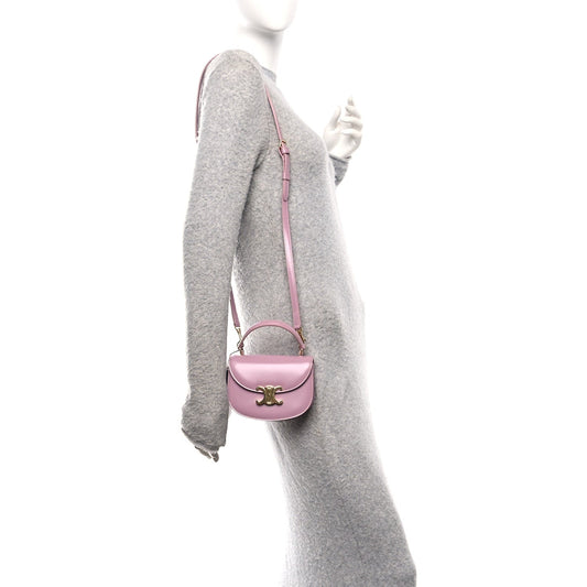 Shiny Calfskin Triomphe Mini Besace Clea Pastel Pink