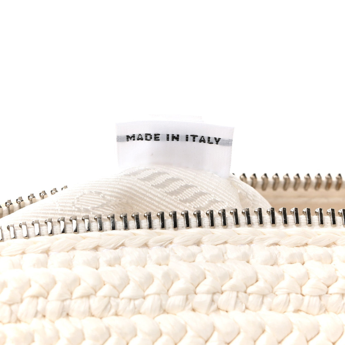 Yarn Raffia Effect Crochet Triangle Shoulder Bag White
