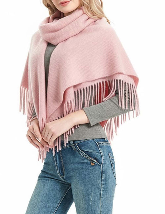 Winter Solid Color Tassel Square Scarf