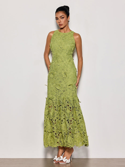 Aurora Sleeveless Cutout Flower Maxi Dress