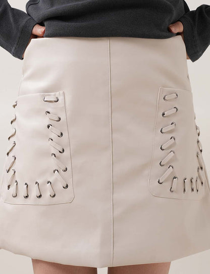 Simple Leather High Waist Mini Skirt