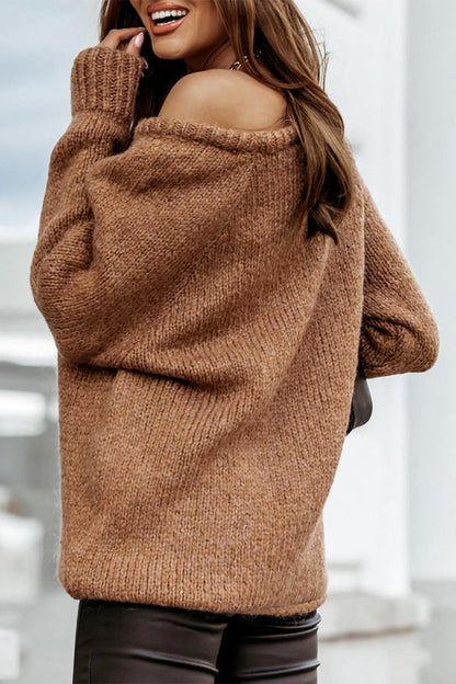 Women  Ribbed Knitted Oversized Pullover Sweater